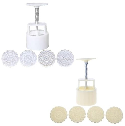 JUNNASALIKER 4pcs Hand Press Cookie Stamp Moon Cake Decor Mould Barrel Mooncake Mold 100g DIY
