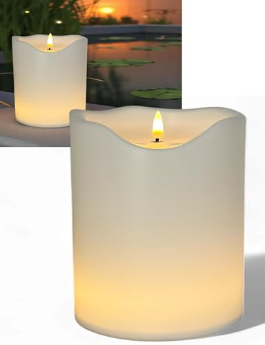 XXL Outdoor LED Kerzen – Flackerlicht mit 3D-Effekt, IP44 wetterfest, warmweiß, Timer 6h/18h – Batteriebetrieb – 20/30/40 cm – Deko Garten & Terrasse (20cm groß, 20x16cm - Indoor/ Outdoor)