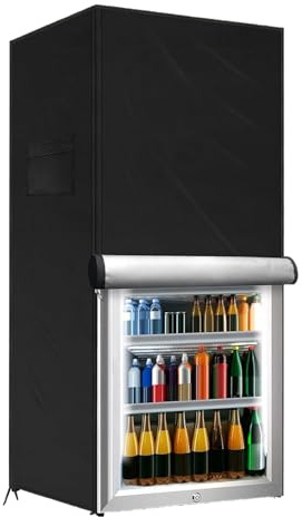 Zasdvn Copertura Per Frigorifero Esterno - Copertura Protettiva per Frigo da Bevande - Chiusura Magnetica + Resistente ai Ragi UV con Zip per Cucina Campeggio Picnic