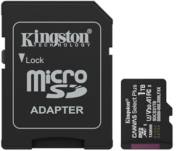Kingston Canvas Select Plus microSD-minneskort 1 TB microSDXC Gen3 150 MB/s A1-kort + adapter - SDCS3/1TB