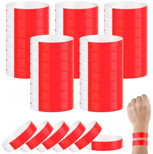 NACHLYNN 500 Stück Eintrittsbänder für Events Einlassbänder Festival Armbänder Freundschaftsarmbänder Kinder für Party Event(Rot)