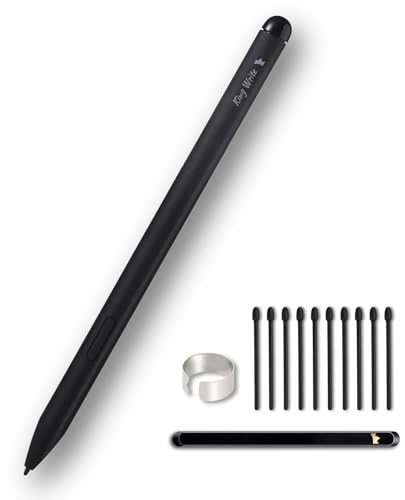 King Write MR05 EMR Stylet pour Kindle Scribe/Remarkable 2 avec gomme numérique, sensibilité à la pression 4096, rejet de paume, stylo numérique pour appareils EMR / tablette avec 10 pointes - Noir