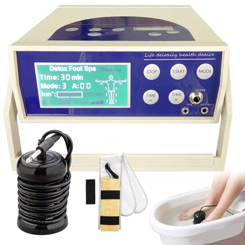 Mavdecll Machine De Désintoxication du Bain Ionique À Pied, Spa De Pied De Désintoxication Professionnelle De Nettoyage Ionique, avec 1 Ceinture De Chauffage Et 1 Paire De Patch À Impulsions