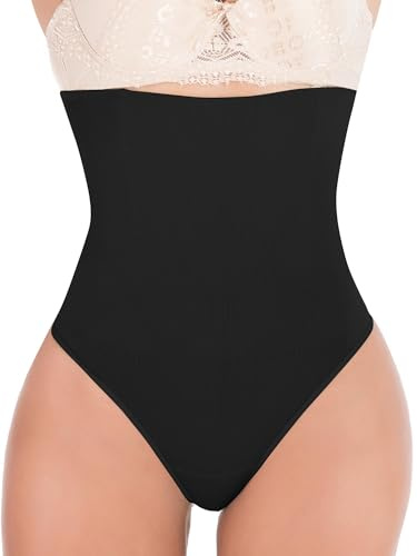 Vorcy Women Tummy Control Shapewear High Waist Butt Lifter Body Shaper Knickers Thong Panty Shapewear Black