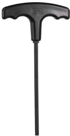 sourcing map Clé hexagonale avec poignée en T - 4 mm - En acier S2 - Long bras - Noir - Extrémité plate - Clé hexagonale intérieure - Outil de réparation pour la maison, l'entretien automobile, les