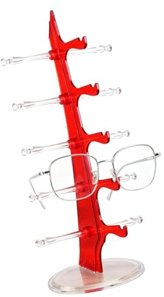 anneratteryer Brillenhalter Brillenständer für 5 Brillen Rack Sonnenbrillenhalter Brillenablage Tisch Brillenständer Für Mehrere Brillen zur Aufbewahrung und Präsentation, Rot
