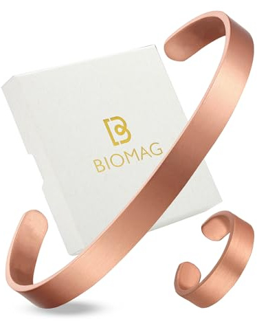 BioMag Conjunto de pulsera y anillo de cobre puro - Pulsera de cobre para hombres y mujeres - 100% macizo, crudo y sin recubrimiento, pulsera de puño tibetana martillada hecha a mano (Vintage)