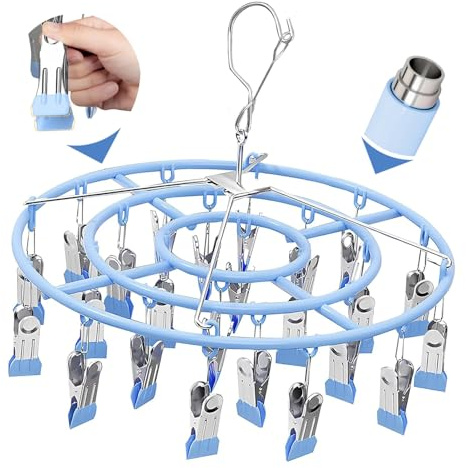 MathLab Compact Sock Dryer with Pegs & Underwear Dryer Hanger - Ultimate Space-Saving Clothes Maiden and Perfect Small Clothes Dryer. Strong Metal Clips for All Clothes Drying Solution