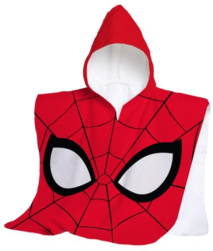 hermet Toalla de Playa con Capucha Spiderman, Poncho de Playa Maxi para niño, 60 x 60 cm, Toalla de Playa o Piscina, 100% algodón Suave