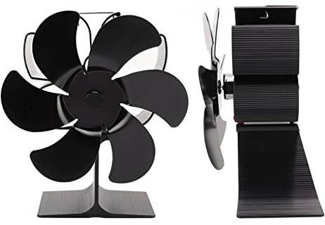 Mingzhe Wärmebetriebener Ofenventilator, 6 Flügel, Energiesparend, Umweltfreundlich, Kaminventilator für Zuhause, Schwarzes Aluminium, 1 Einheit