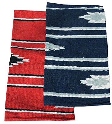 AMKA Westernpad blau Pony Sattel Navajo Decke 26 x 26 Inch, 66 x 66 cm Western Satteldecke für Ponysättel Saddle Blanket