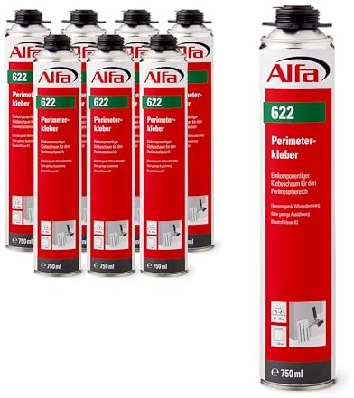 Alfa Colle mousse adhésive pour panneaux isolants – 750 ml – 8 pièces