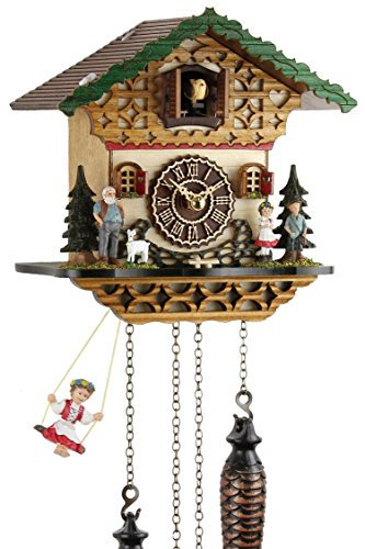 Eble Kuckucksuhr Kuckuckuhr Echtholz NEU batteriebetriebenes Quartzwerk Musik Kuckuckruf Heidi 19cm- 24743