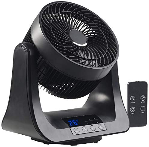 Sichler Haushaltsgeräte 3 D Ventilator: Digitaler 3D-Robo-Raumventilator und Luftzirkulator, 45 Watt, Ø 21 cm (Stehventilator, 3D Turbo Ventilator, Klimaanlage)