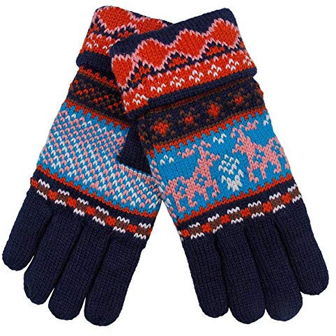 Huixin Damen Gestrickte Handschuhe Fahrradhandschuhe Winterhandschuhe Jungen Strickhandschuhe Gloves Strick Handschuhe (Color : Navy Blau, Size : One Size)