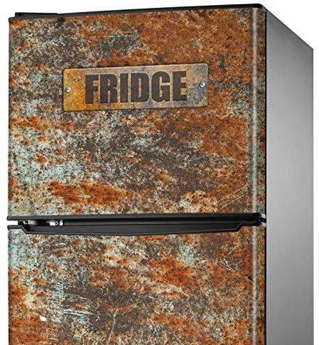 MEGADECOR DECORATE YOUR HOME Adhesivo Decorativo para Nevera con Diseño de Metal Oxidado y Viejo 'Fridge', Varias Medidas … (185cm x 70cm)