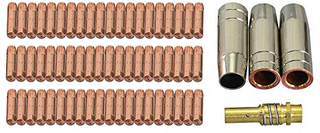 RIVERWELD MIG MAG Gasdüse 145.0075 Spitzenträger 002.0078 Kontaktspitzen 0,8 mm M6 140.0059 Sortiment-Kit für MB15 15AK CO2-Schweißbrenner 64 Stück | Mit konischer Gasdüse .30 Zoll 145.0075 Spitzenhalter 002.0078 Kit für MB15 MAG Co2 Schweißbrenner