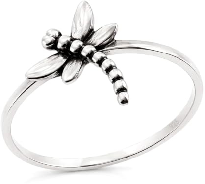 Sovats 925 Plata de Ley Anillo de Libélula, Naturaleza Delicado Talla 14