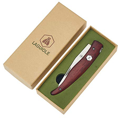 LAGUIOLE - 4268495 Klappmessersaus Ergonomischer Grifflrostfreie Stahlklinge Ideal für Den Außen Und Alltag, 11 cm Geschlossen, Braunes Holz - Metal, Imitation Leather - Braun