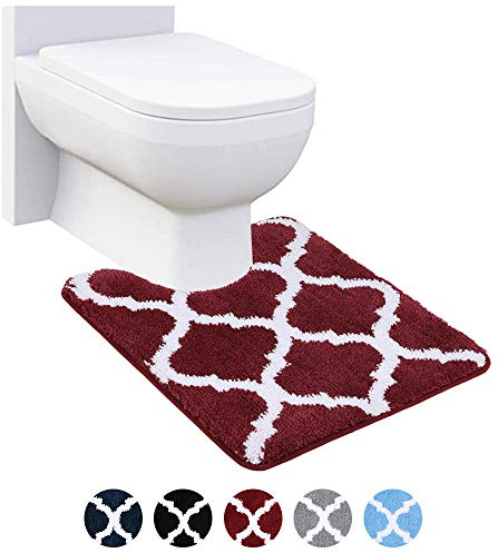 Homaxy Mikrofaser Vorleger Toilette mit Ausschnitt 50x60 cm für WC, Weinrot | flauschig weich, bequem&luxuriös, extrme saugfähig, rutschfeste rückseite, maschinenwaschbar&trocken, vielseitig einsetzbar