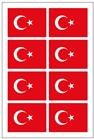Generisch 8 Stück Aufkleber Türkei Flaggen Set | Sticker Türkiye Autoaufkleber