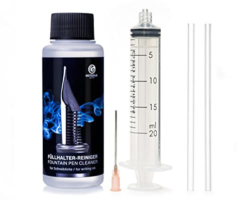 Octopus Tintenreiniger, Füllhalterreiniger-Set zur Reinigung von Füllern und Schreibfedern mit Zubehör 100 ml