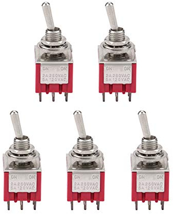 5St. EIN-EIN 2-Positionen-Kippschalter 3PDT 9-polig 6 mm 2A/250VAC 5A/120VAC für Automobil- und Industriesteuerung