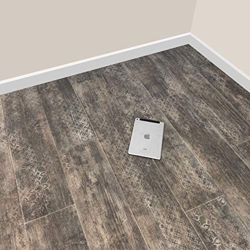 Dark Oak Embossed Vinyl Lino Flooring Kitchen Bathroom Waterproof Roll Sheet Anti-Slip Cushion Grandismo (2m x 2m)