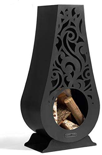 Gartenkamin Hawana Gartenofen H 108cm zum Heizen und Grillen Terrassenofen aus Naturstahl Kamin Ofen CookKing