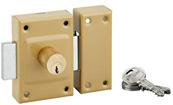 THIRARD - Verrou Double Entrée Etendard pour Porte d'Entrée Vitrée - Cylindre Laiton 40 mm - Ø 21 mm - Acier - 3 Clés Plates Crantées - Hauteur 88 mm - Largeur 61 mm - Epoxy Bronze