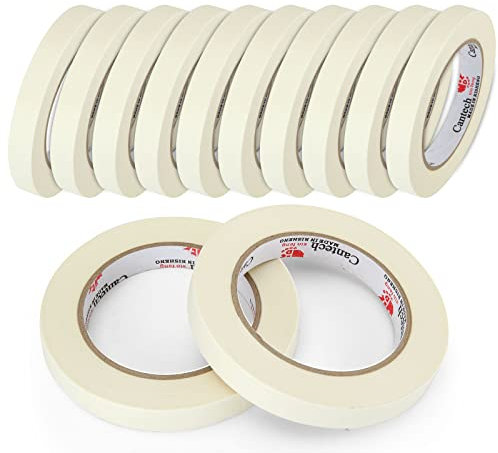 LOLYSIC 15mm x 50m Masking Tape for Painting, 12 Rolls White Masking Tape for Artists, Easy-Peel Low Tack Narrow Painter Tape Drafting Tapes Decorator Tape for Watercolour Painting Craft DIY Framing