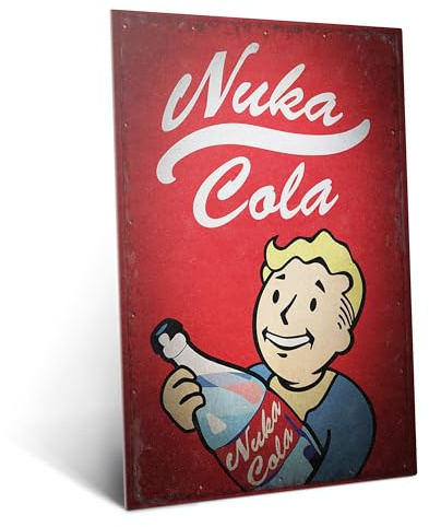 Displate Offiziell Fallout MetallPoster Magnetische Befestigung Inklusive Lizenziert Bilder Hochwertiges Poster Nuka Cola - Vault Boy Ad Poster 45 cm x 32 cm