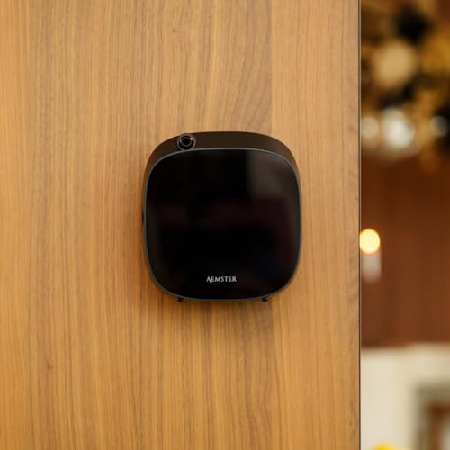 Aemster - Deluxe Aroma Diffuser kabellos - Wally Black - Raumduft Elektrisch - Bluetooth Diffuser ohne Wasser - App-gesteuert - Kaltluft-Technologie - 50m² Abdeckung - Wandmontage möglich