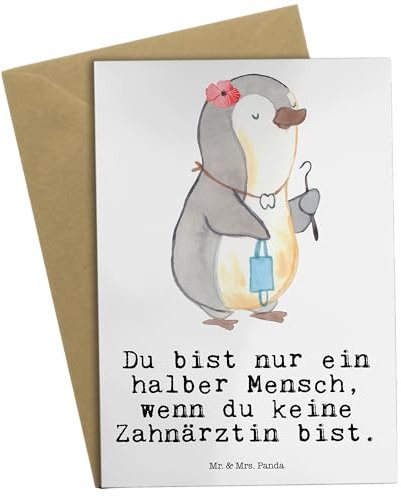 Mr. & Mrs. Panda Klappkarte Zahnärztin Herz - Geschenk, weihnachtskarten, Glückwunschkarte, Grußkarten, einladungskarten, babykarte, dankeskarten
