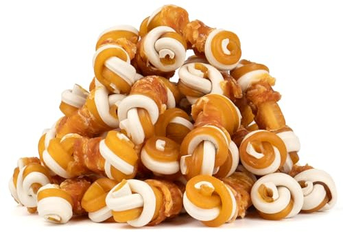 MON2SUN 2.5 Rawhide Free Dog Treats with Mixed Vegetables, Chicken Wrapped Mini Knot Bones for Small Dogs, Healthy Snacks for Balanced Nutrition, 21.2oz