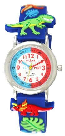 Ravel - Montre pour Enfant pour Apprendre à Lire l'heure - Quartz analogique - R1513.95 - Dinosaure Bleu