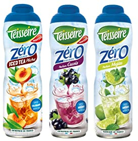 3 jarabes sin azúcar para té helado melocotón, grosella negra, mojito 3 x 0,6 l