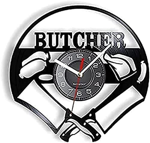 Wall Clock Vinyl Kitchen Knife Chicken Sausage Carving Vintage Wall Clock Gift Pig Stand Decoration Watch Gift Clock
