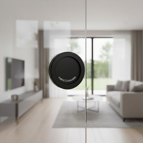 FIP, Coppia di Maniglie Tonde per Porte in Vetro, 5cmx5cmx6mm, con Adesivi 3M Inlusi, in Alluminio Resistente, Nero Opaco