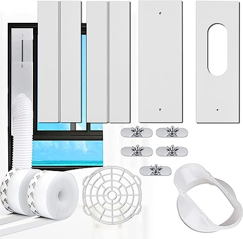 LINGKY Mobil luftkonditionering fönsterkit, bärbar luftkonditionering skjutfönstersats, Diktning kit för fönster för mobil luftkonditionering med slangadapter (Ø13 cm, 43–152 cm)
