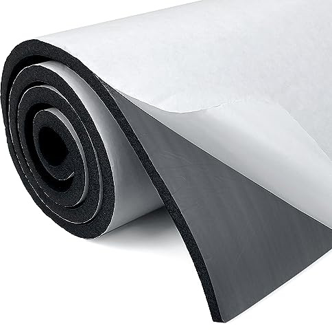 Plaque de mousse en néoprène auto-adhésive multifonction - Rouleau de mousse - Isolation acoustique - Antidérapant - Absorption des chocs (300mm X 1.5mm X 3m, Noir)