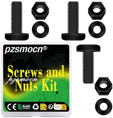pzsmocn 150 Piezas/50 Juegos M6*20mm Plástico Tornillos Cabeza Redonda | Negro Tamaño Conector, Tuerca Estándar Conexión, Hexagonal Electrónico Pi, Arandela Cable Terminal, Aislante Hilo Alojamiento