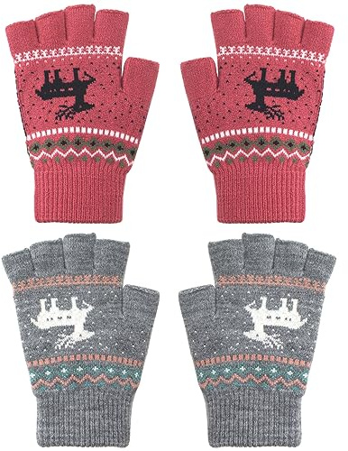 Zolunu Unisex Winter Halbe Finger Handschuhe - Warme Fingerlose Touchscreen Stretchy Knit Tippen