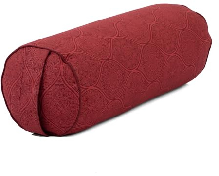Bodhi Yoga Bolster Ø 23 cm | Maharaja Collection | Abnehmbarer & Waschbarer Bezug aus 100% Baumwoll | Yogarolle mit Bio-Dinkelfüllung | Yogakissen für Restorative & Yin Yoga