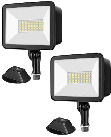 EDISHINE 10000LM LED Flood Light Outdoor,2 Pack 73W Outdoor Security Light, 5000K Daylight White, IP65 Waterproof Flood Lights for Garage, Backyard, Patio, Garden, Porch, Stair