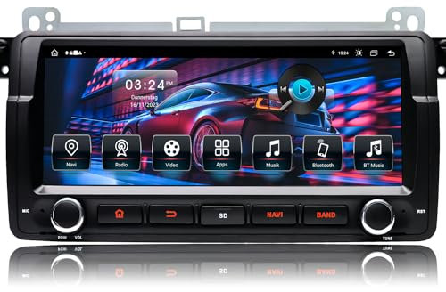 CAWELL Android 13.0 Autoradio für BMW E46 M3 Rover 75 MG ZT mit 8.8 IPS Bildschirm Mediareceiver 1 Din Radio Eingebautes Carplay Android Auto Navi Mit Bluetooth 4G (Android 13,4GB+64GB)
