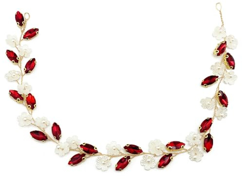 BETITETO Brautschmuck mit Kristallblumen-Haarreif, Hochzeit, Strass, Perle, Blume, Haarschmuck, Zubehör für Damen und Mädchen