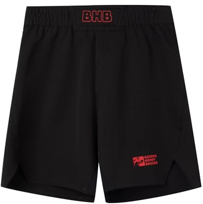 Kids BJJ Shorts MMA Fight Shorts, Youth Athletic Shorts, No-Gi Brazilian Jiu Jitsu, Kickbox-Shorts für Jungen und Mädchen, Rot/Ausflug, einfarbig (Getaway Solids), 9-10 Jahre