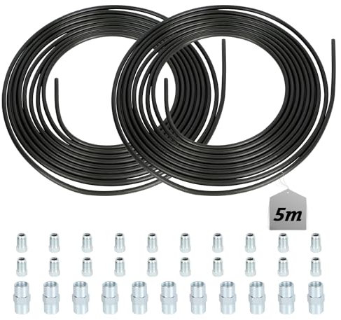 LALAGO Tuyau de Frein, 2 Pcs Longueurs 5m, Ø 3/16 (4,75mm), Conduite Générale de Fein, Kit de Conduite Générale de Frein de Rechange pour Automobile