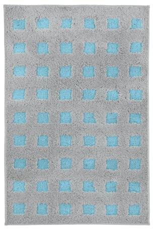Kleine Wolke Badteppich Boxes Opal 60 x 90 cm | OEKO-TEX zertifiziert, rutschhemmende Unterseite, für Fußbodenheizung, maschinenwaschbar, 100% Polyacryl